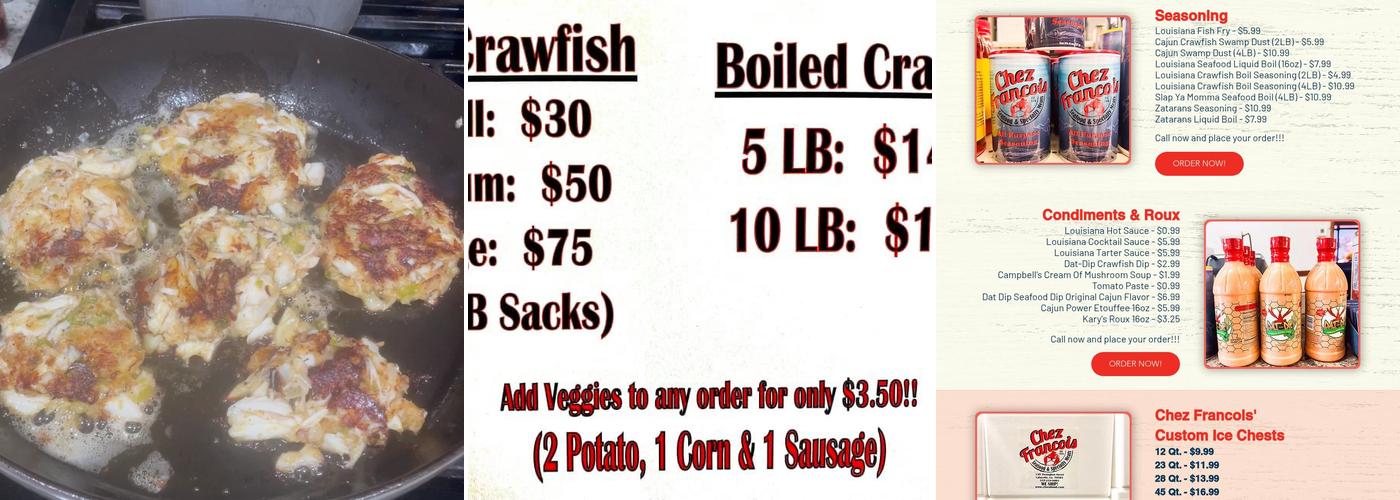 Chez Francois Seafood Menu