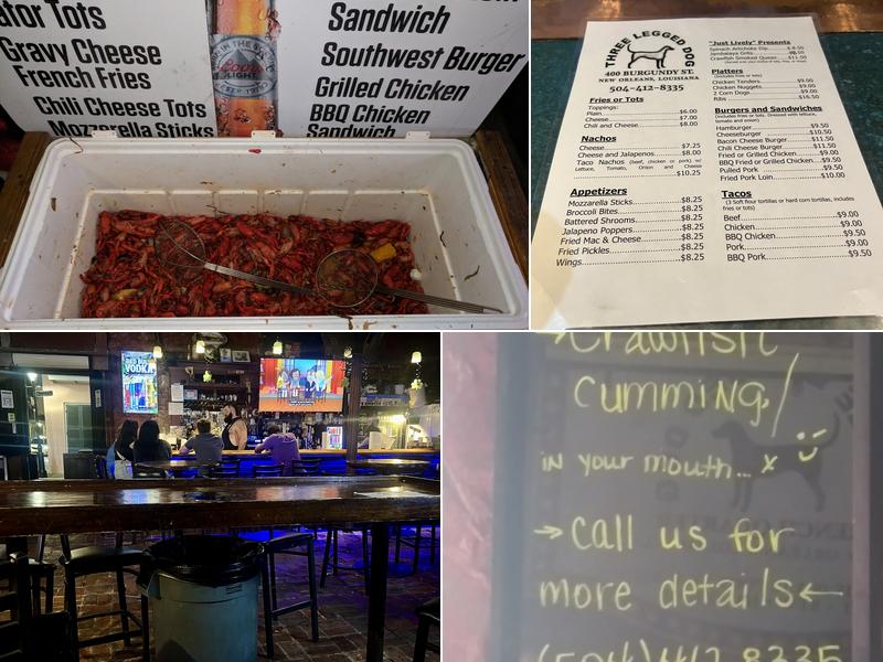 Three Legged Dog Menu