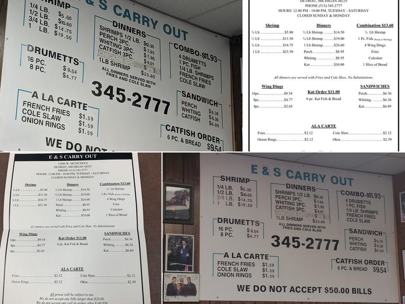 E & S Carry Out Menu