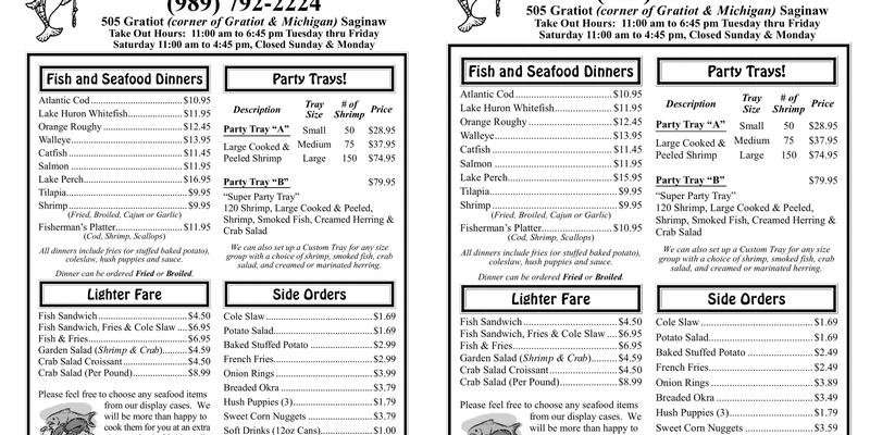 Huron Fish Co. Menu