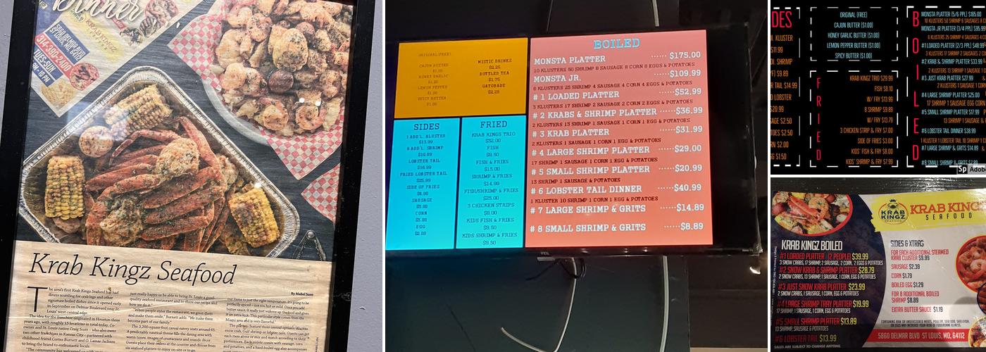 Krab Kingz Seafood Menu