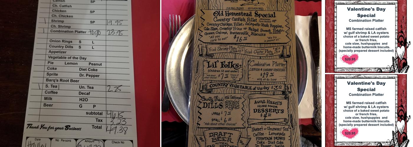 Catfish Charlie Menu