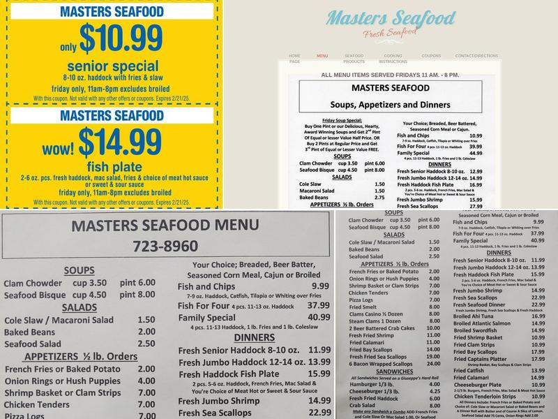Masters Seafood Menu