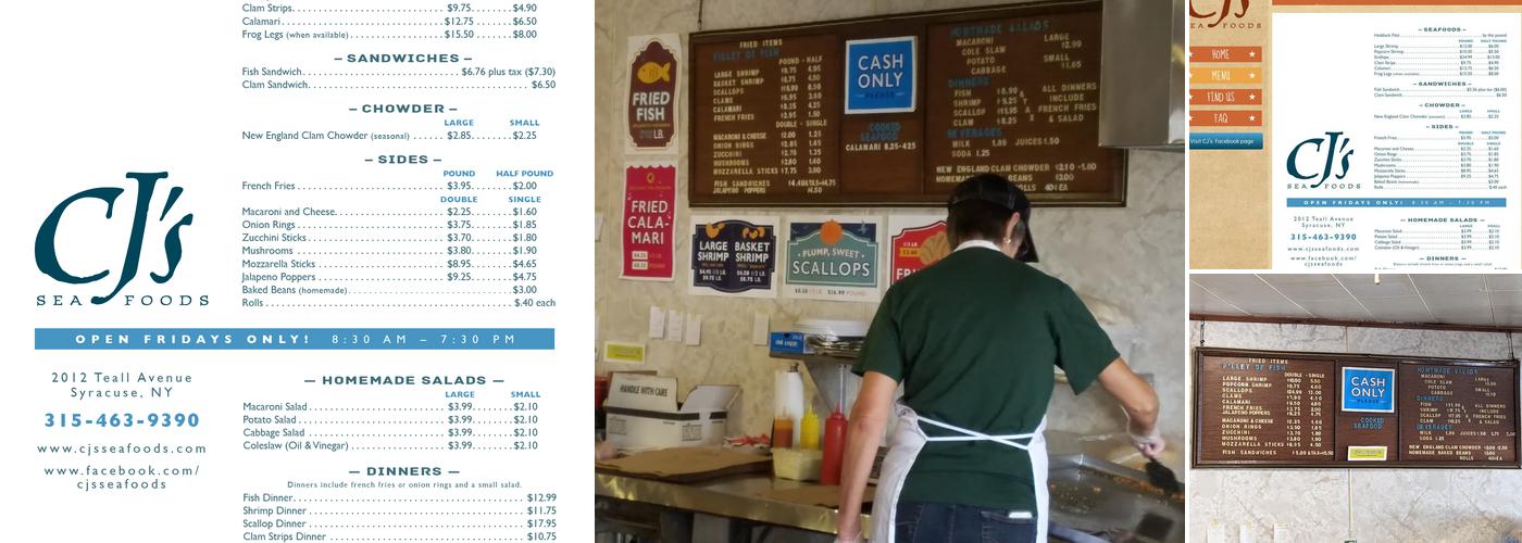 CJ’s Seafoods Menu