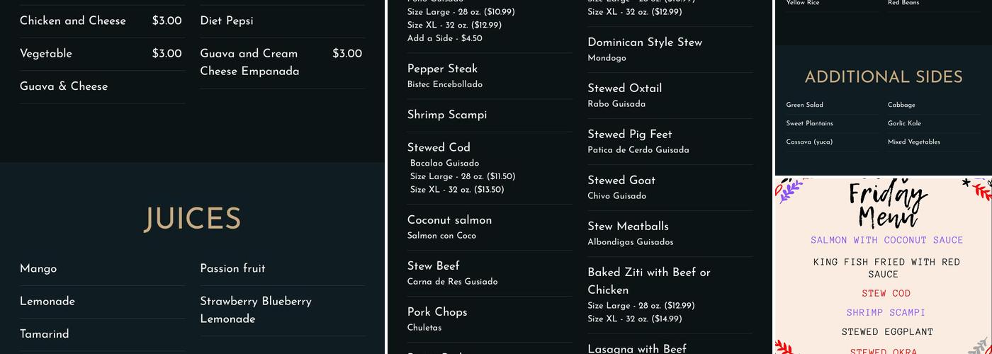 Mi Casa Menu