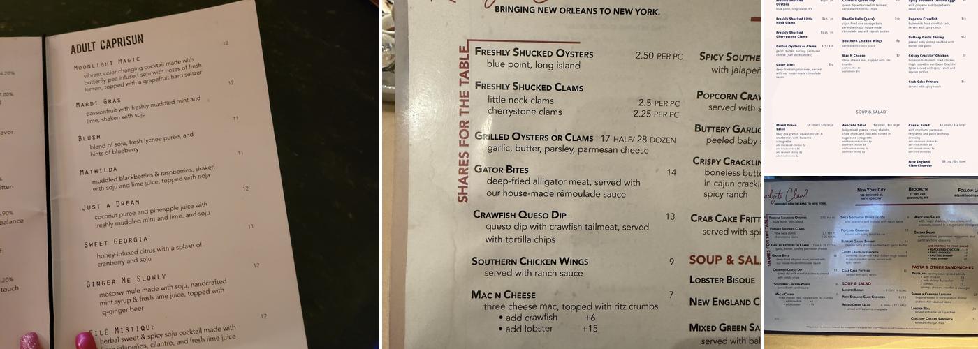 Claw Daddy's Menu