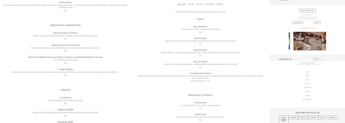 Mominette Bistro Menu