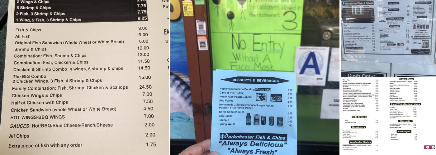Parkchester Fish & Chips Menu