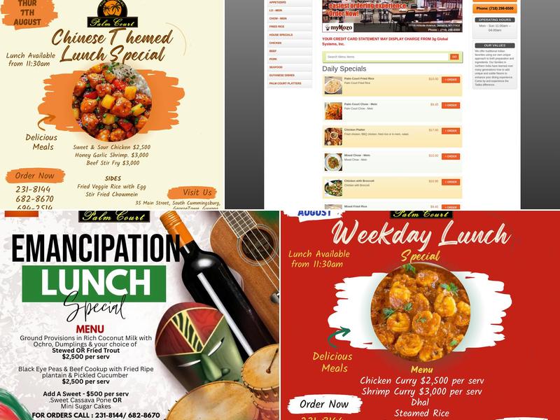 Palm Court of Guyana Menu