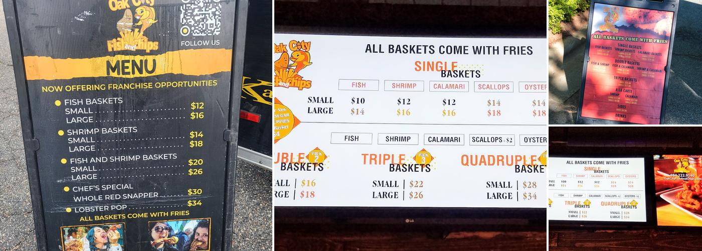 Oak City Fish and Chips Menu