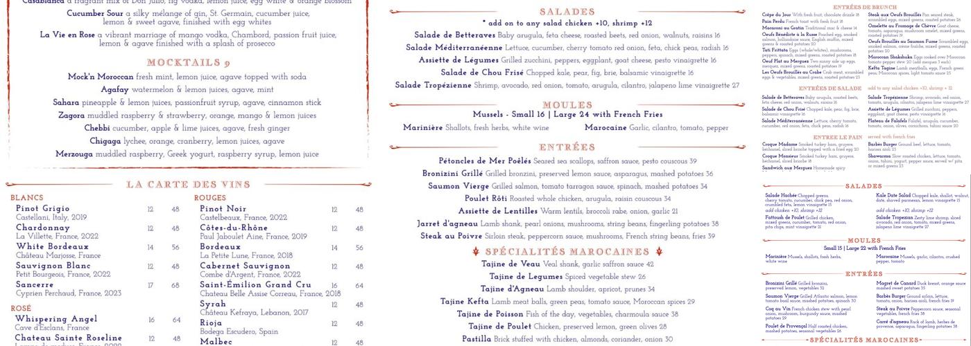 Barbès Menu