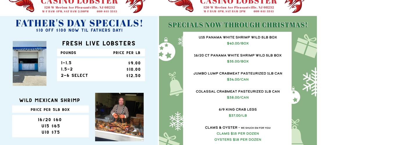 Casino Lobster Menu