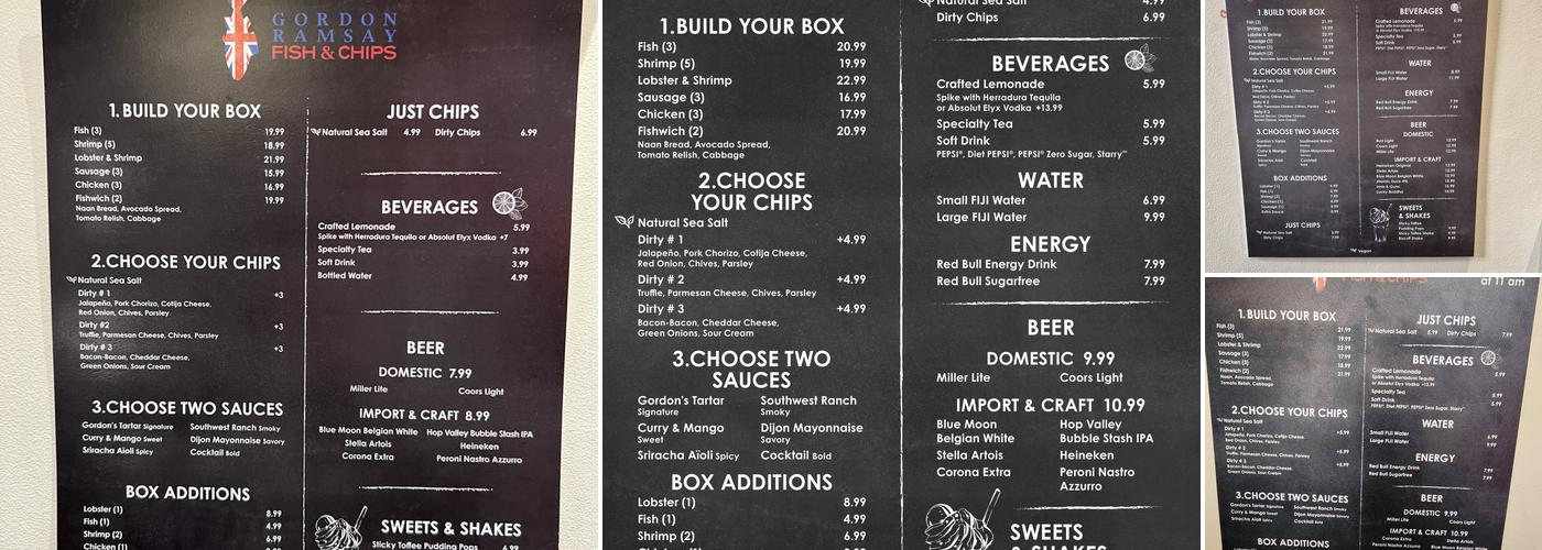 Gordon Ramsay Fish & Chips Menu