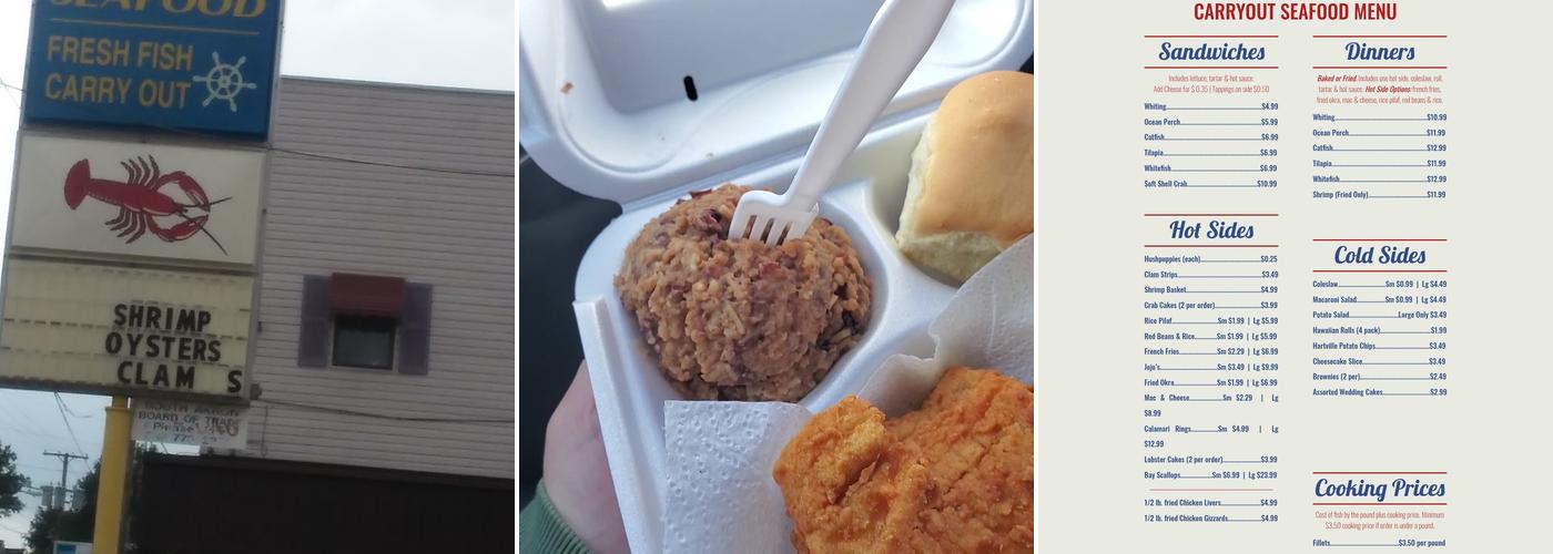 Adam Klein's Seafood Menu