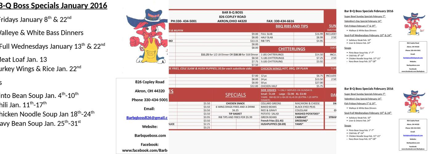 Bar-B-Q Boss Menu