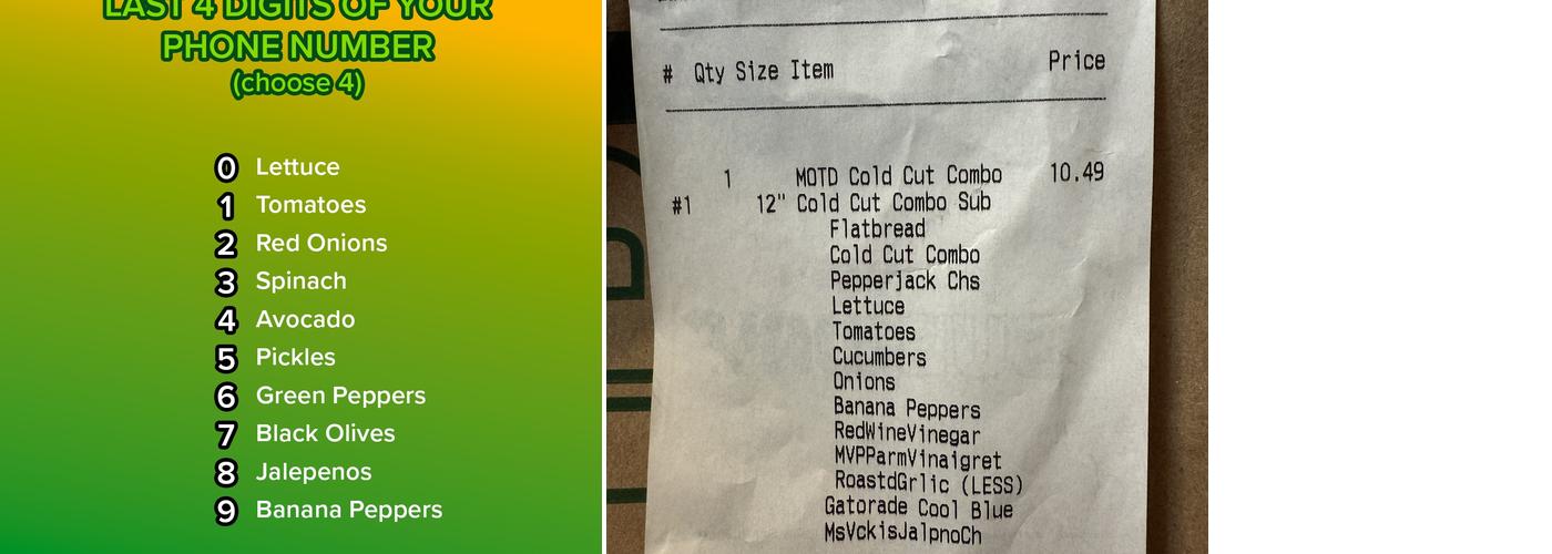 Subway Menu