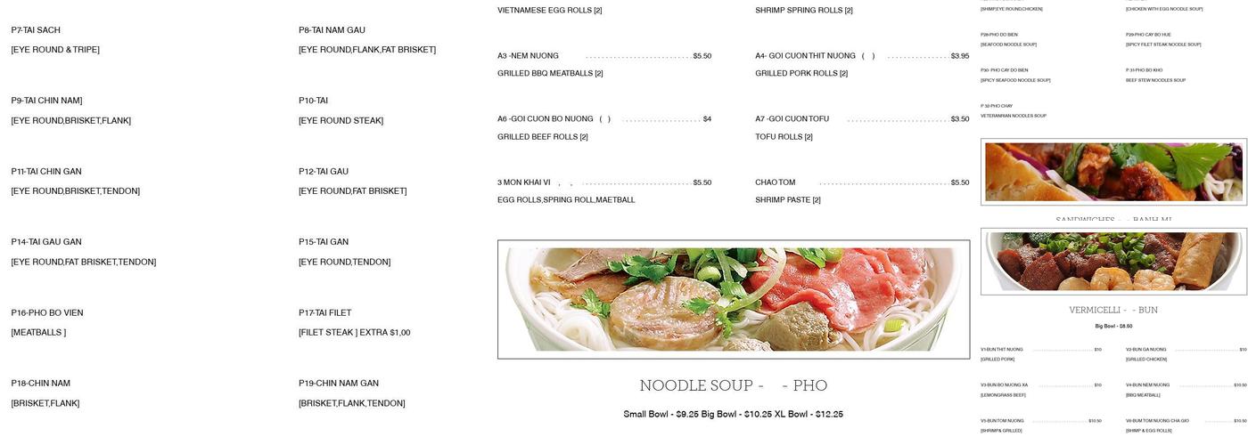 Phở Saigon #8 Menu