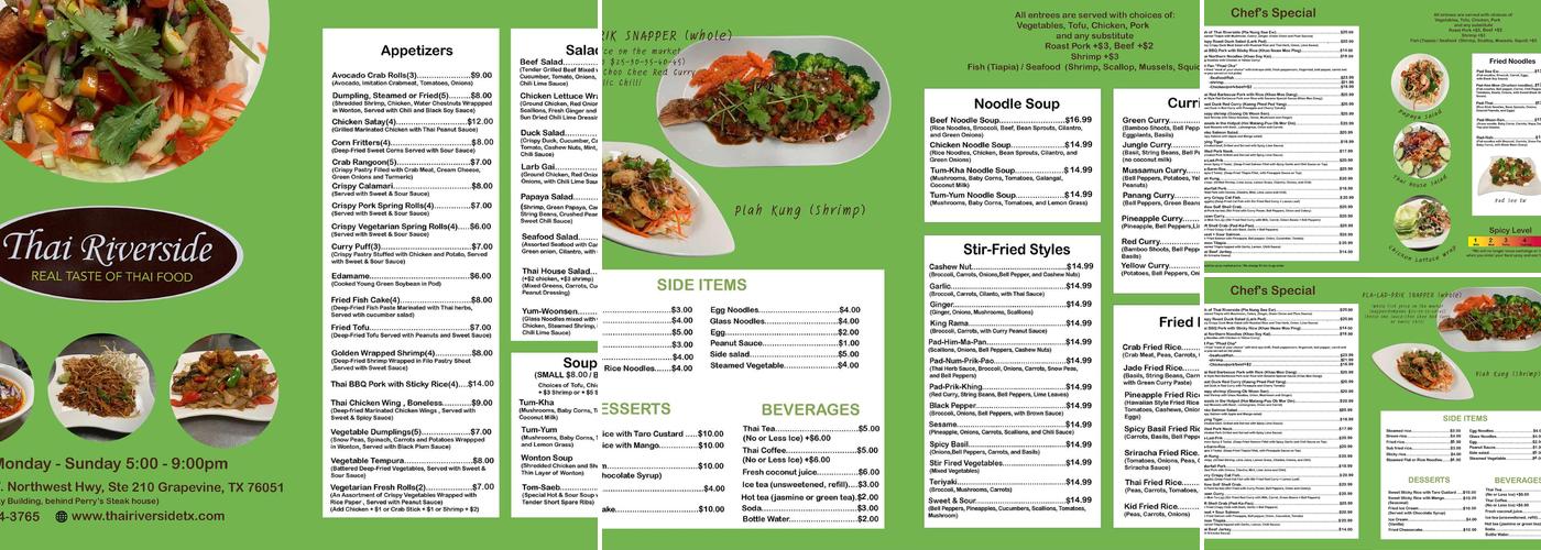 Thai Riverside Restaurant Menu