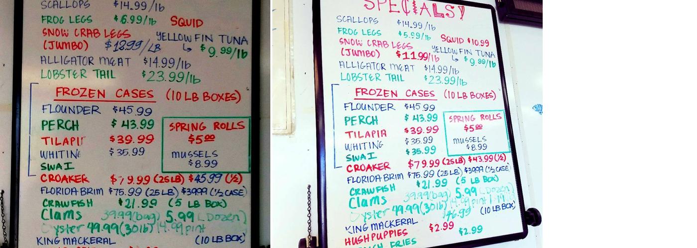 Salt Water Seafood Market Inc Menu