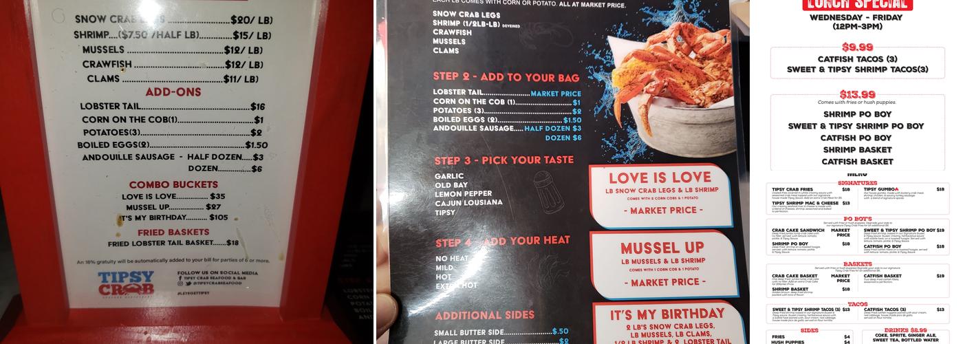 Tipsy Crab Menu