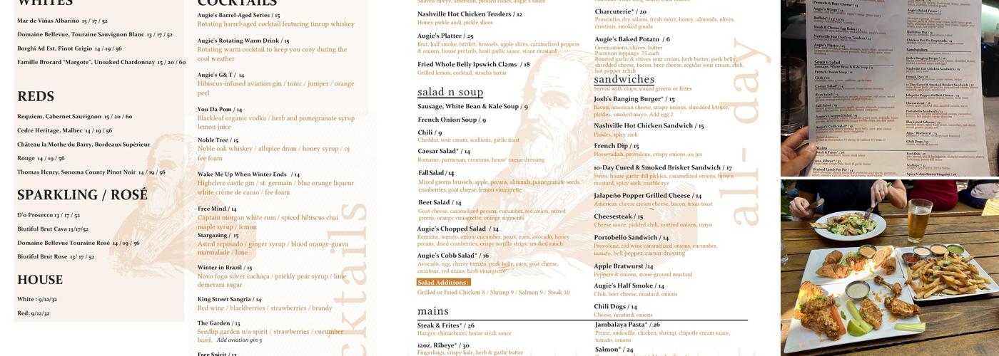 Augie's Mussel House and Beer Garden Menu