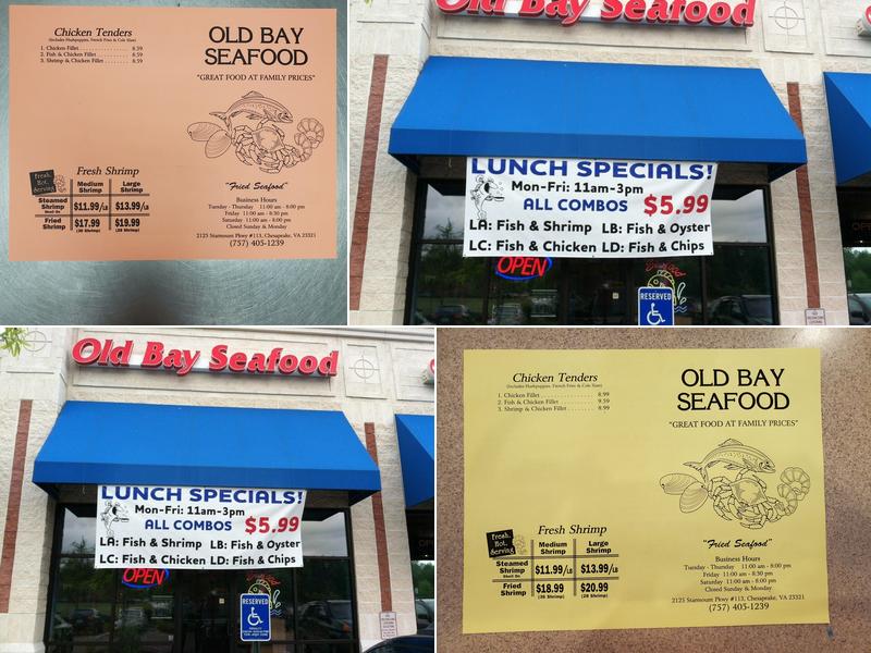 Old Bay Seafood Menu