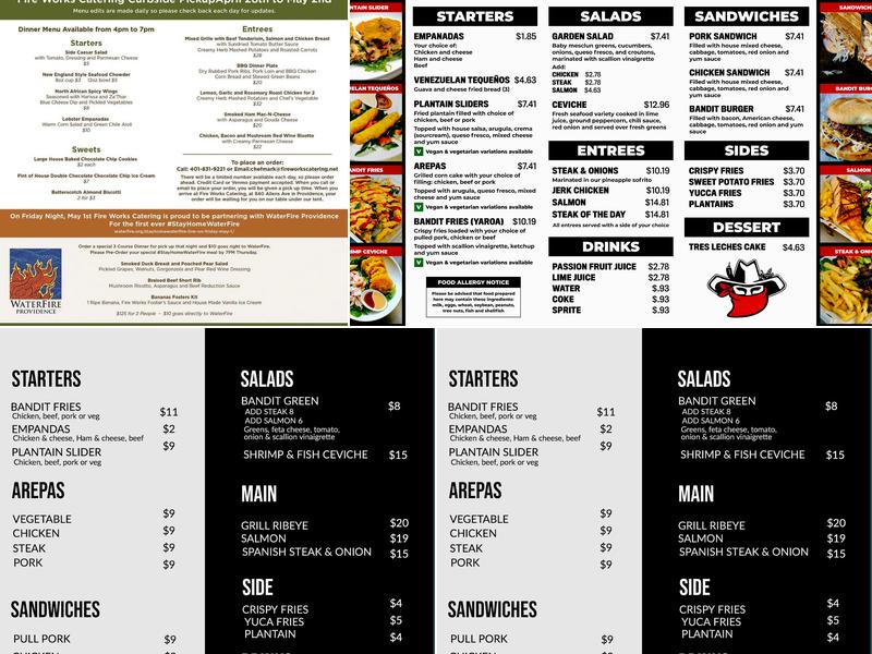 Sazon Bandit Menu