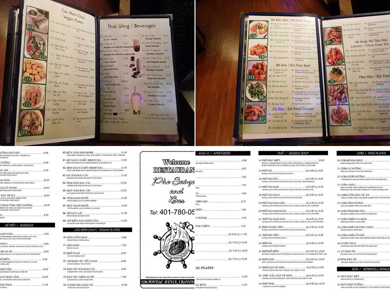 Pho Saigon and Bar Menu