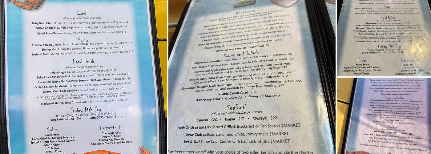 Twisted Fisherman Menu