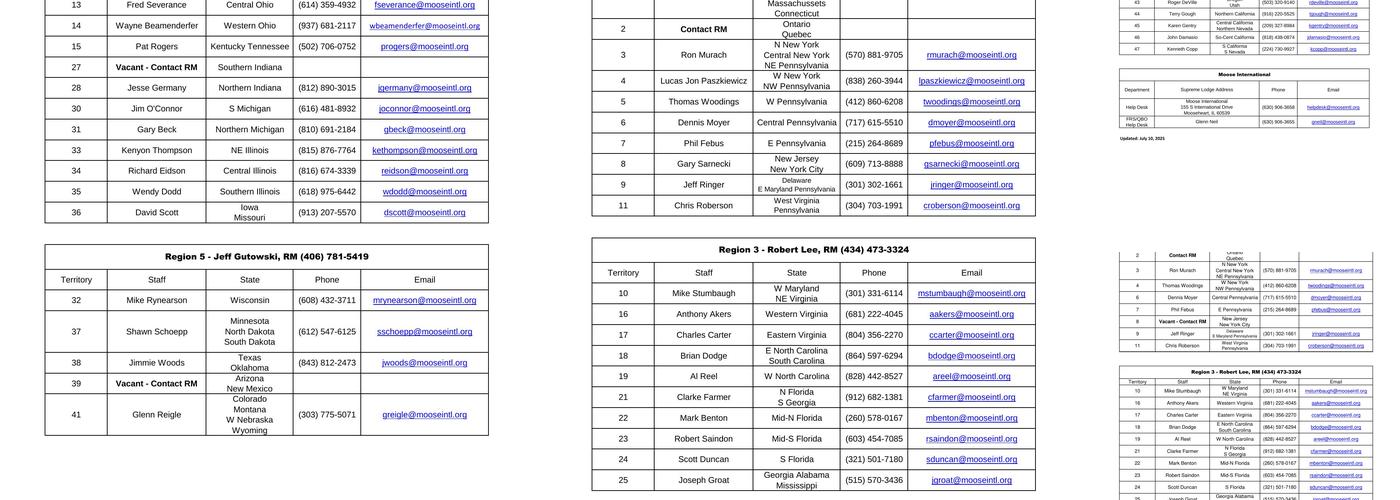 Loyal Order of Moose Menu