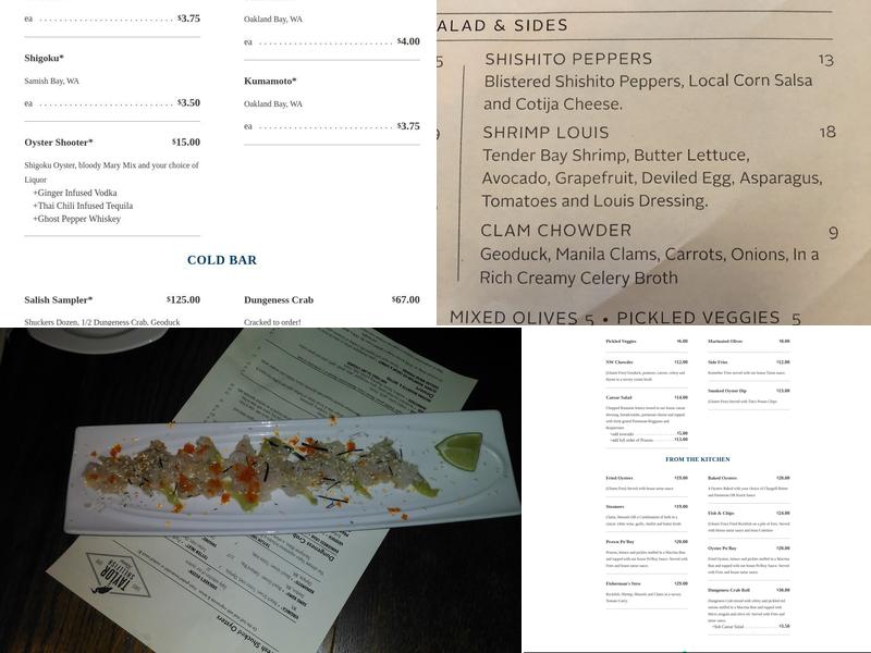 Taylor Shellfish Oyster Bar Menu