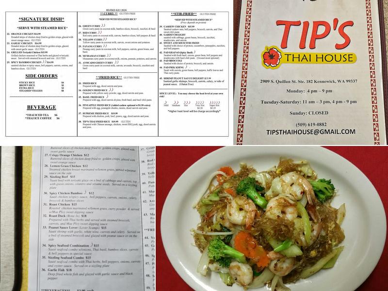 Tip's Thai House Menu