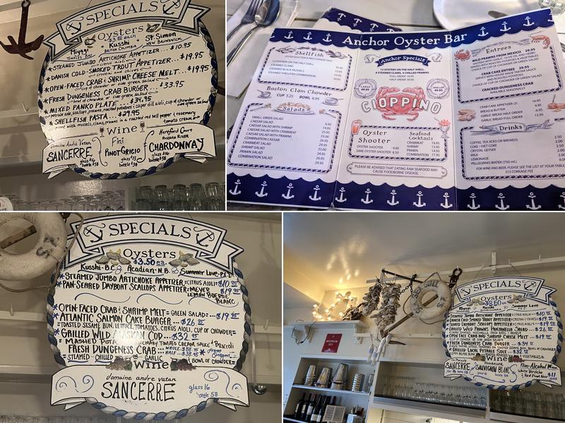 Anchor Oyster Bar Menu