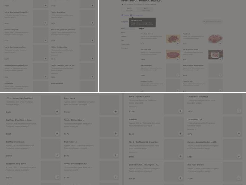 Fresh Meat Seafood Market Menu