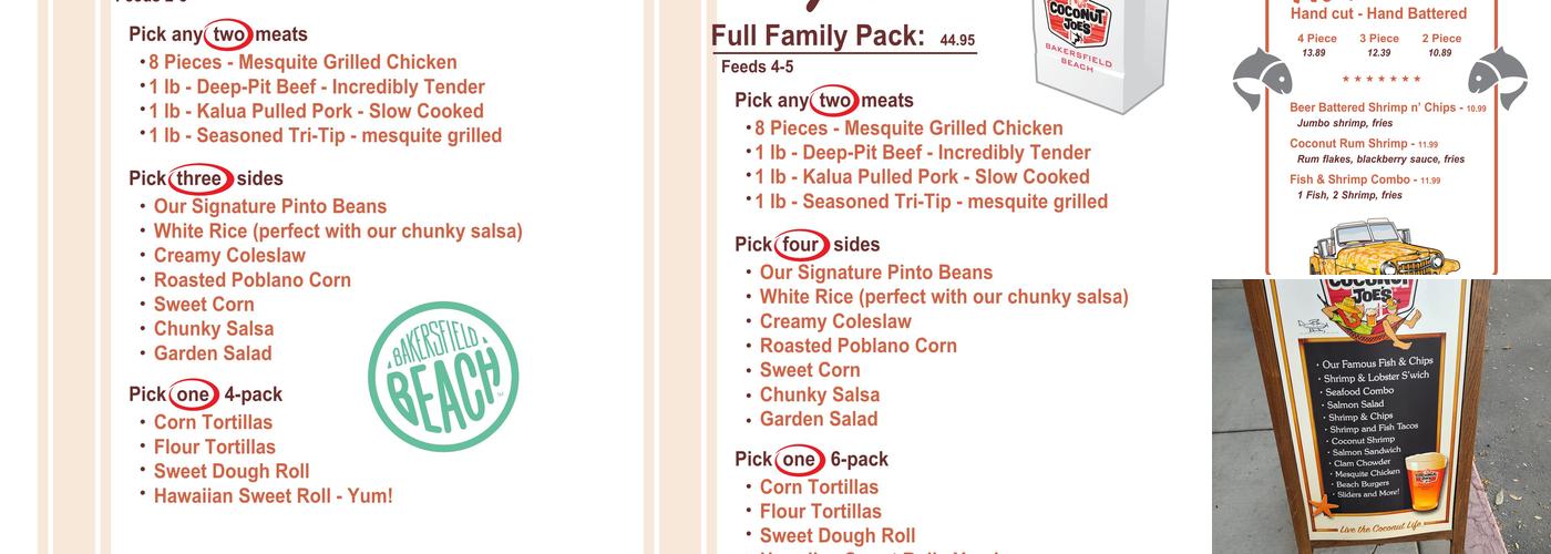 Coconut Joe's Beach Grill Menu