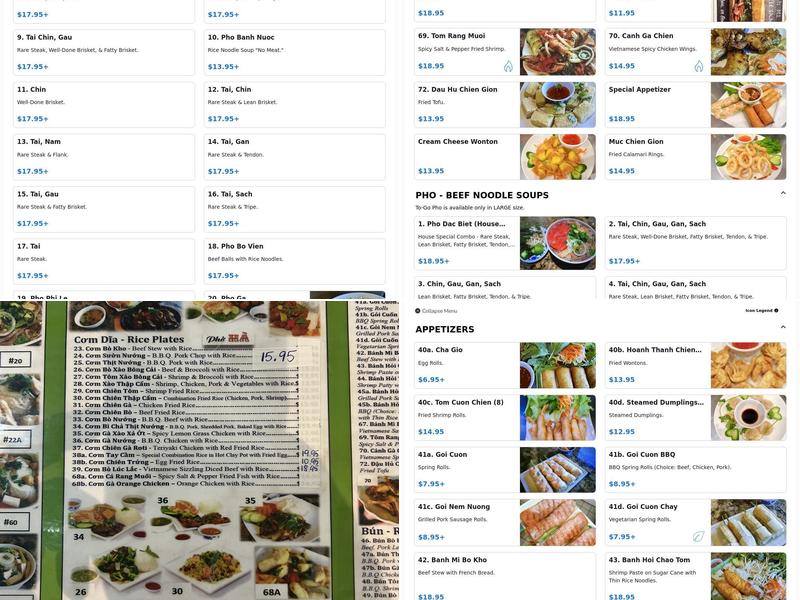 Pho Ha Vietnamese Restaurant Menu