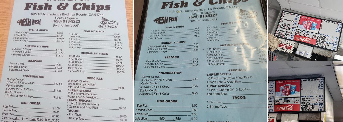 Carnaby St. Fish & Chips Menu