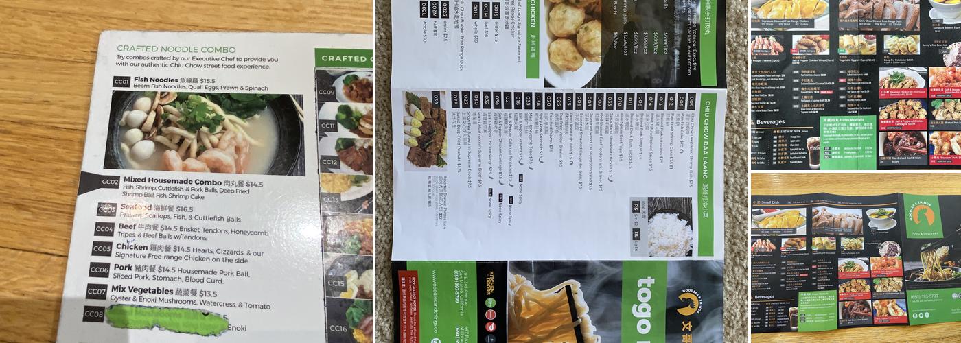 Noodles & Things Menu