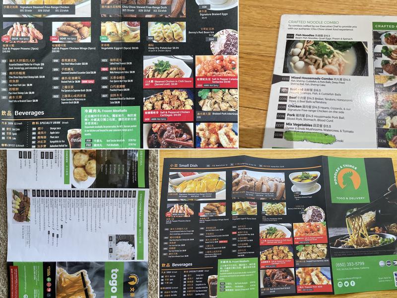 Noodles & Things Menu