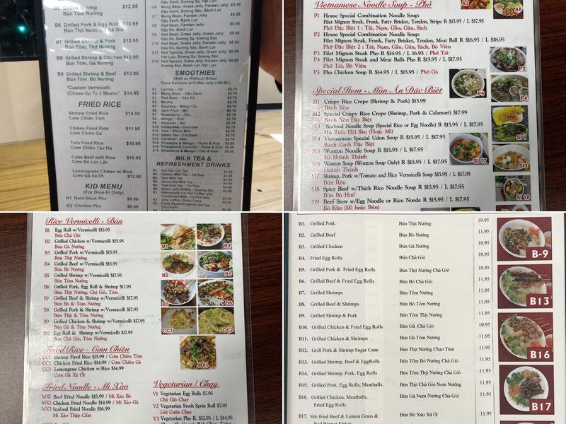 A1 Pho Menu