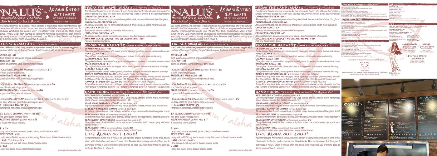 Nalu's Hawaiian Fish Grill & Tutu's Kitchen Menu