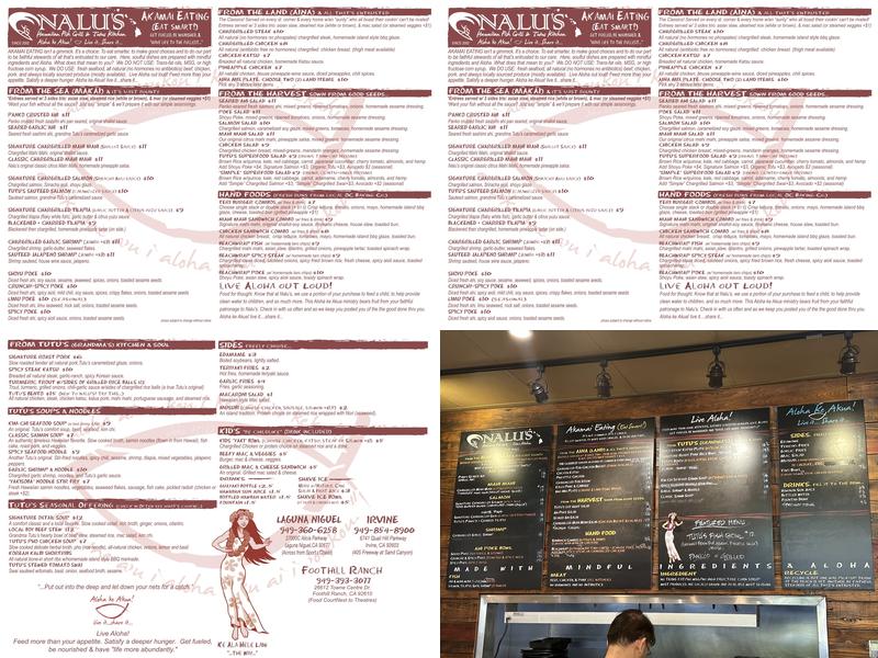 Nalu's Hawaiian Fish Grill & Tutu's Kitchen Menu
