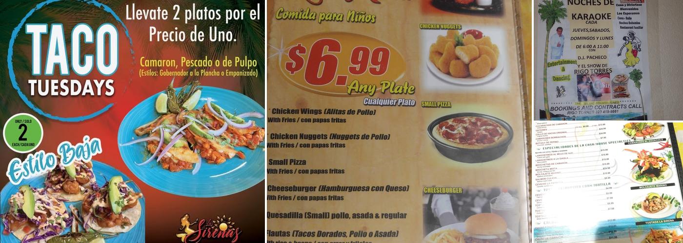 Mariscos Las Sirenas Menu