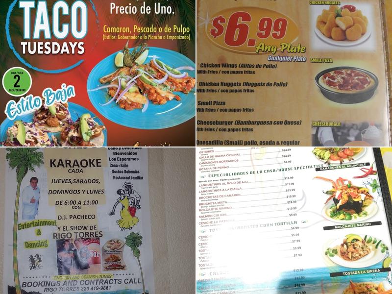Mariscos Las Sirenas Menu