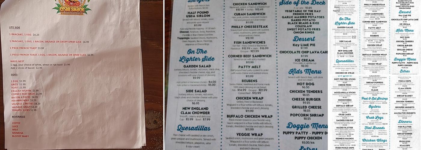 Crab Shack Menu