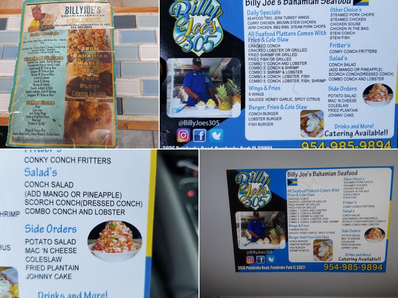 Billy Joe's 305 Bahamian Seafood Menu