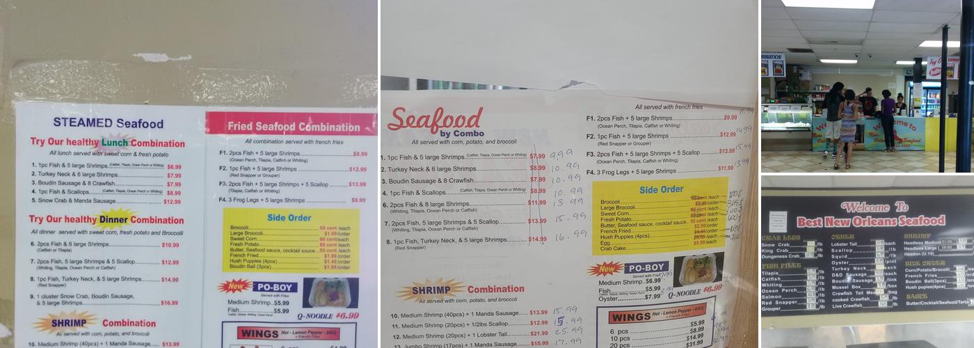 New Orleans Seafood Menu