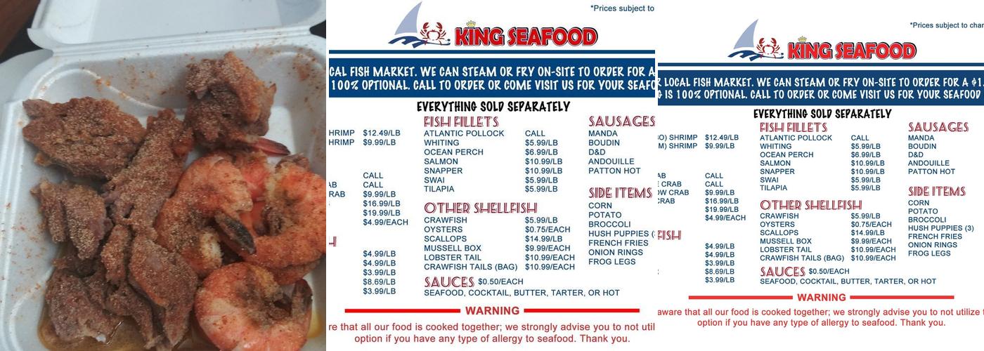 King Seafood Menu