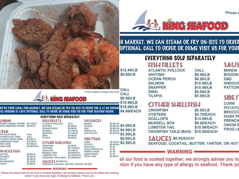 King Seafood Menu