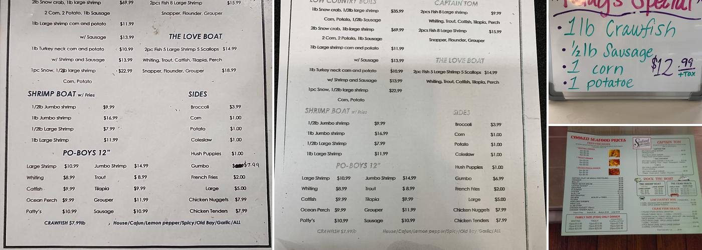 New Orleans Bay Seafood Menu